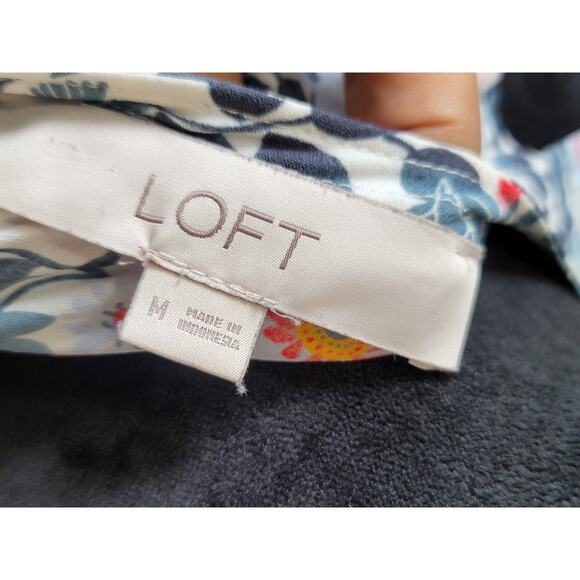 Loft Shirt Blouse Women's Size Medium Multicolor 100% Polyester Sleeveless - Picture 7 of 9